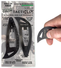 Load image into Gallery viewer, Tacticlips® Black XL Snap Hair Clip Multitool Barrettes for Thick Hair, Large 2 Pack, Tactical Stainless Steel Metal, Jumbo Salon Women Accessories
