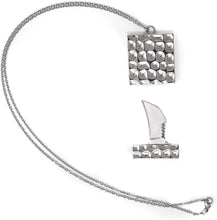 Load image into Gallery viewer, Knifelace® - Knife Necklace Karambit Survival Hammered Silver, Magnetic Sheath