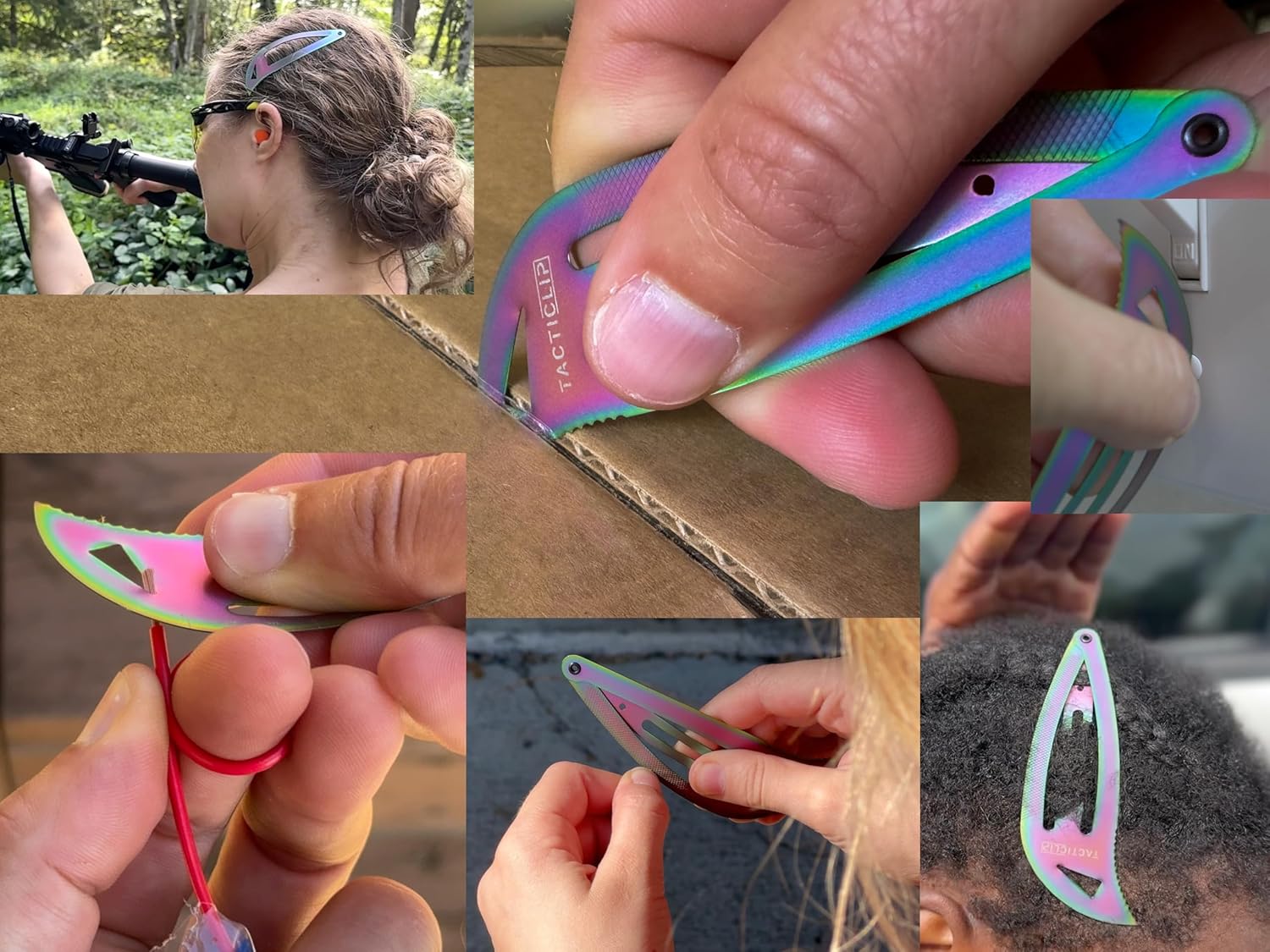 Tacticlip: Cyberpunk XL Snap Hair Clip Multitool in Iridescent