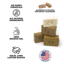 Load image into Gallery viewer, C4 SOAP Natural Bar Soap for Men + Warriors · No Harsh Chemicals · Citrus Flash Bang, Typhoon Blast, &amp; Tropic Thunder · Handmade in USA · Hidden Prize in Every Bar (4.5-5 oz/bar, 3-Pack)
