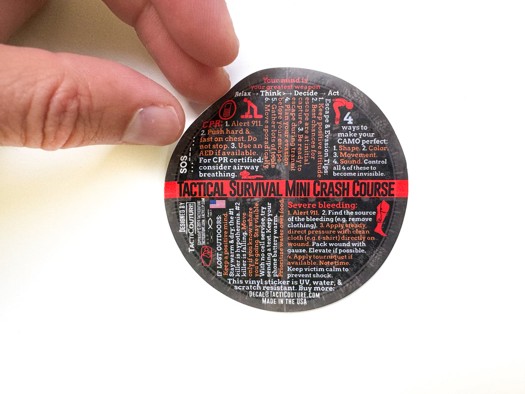 Tactical Survival Mini Crash Course Decal - Emergency Survival Education & Training - Stay Prepped & Refreshed