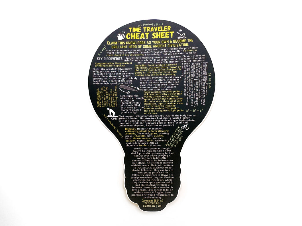 Time Traveler Cheat Sheet Decal - Future-proof Education & Training