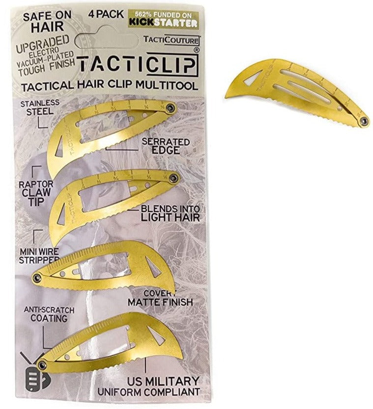 Tacticlips® for Light Hair - Multitool Tactical Hair Clips (4 Pack) - Stainless Steel Electro-vacuum Plated Tough Finish