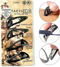 Load image into Gallery viewer, Tacticlip® in Tactical Black - Multitool Tactical Hair Clip - Stainless Steel Electro-vacuum Plated Tough Finish (Black)
