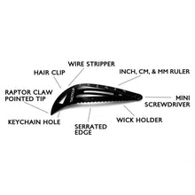 Load image into Gallery viewer, Tacticlip® in Tactical Black - Multitool Tactical Hair Clip - Stainless Steel Electro-vacuum Plated Tough Finish (Black)
